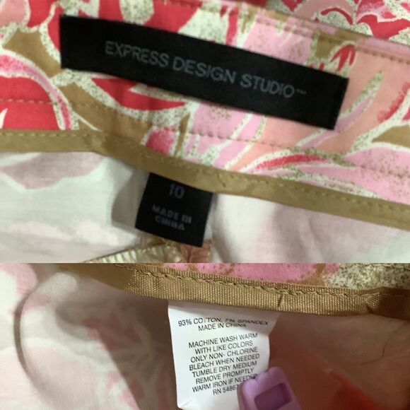 Express Red Floral Vintage Y2K Tropical Beachy Vacation Boho Pleated Skirt 10 - Picture 8 of 10